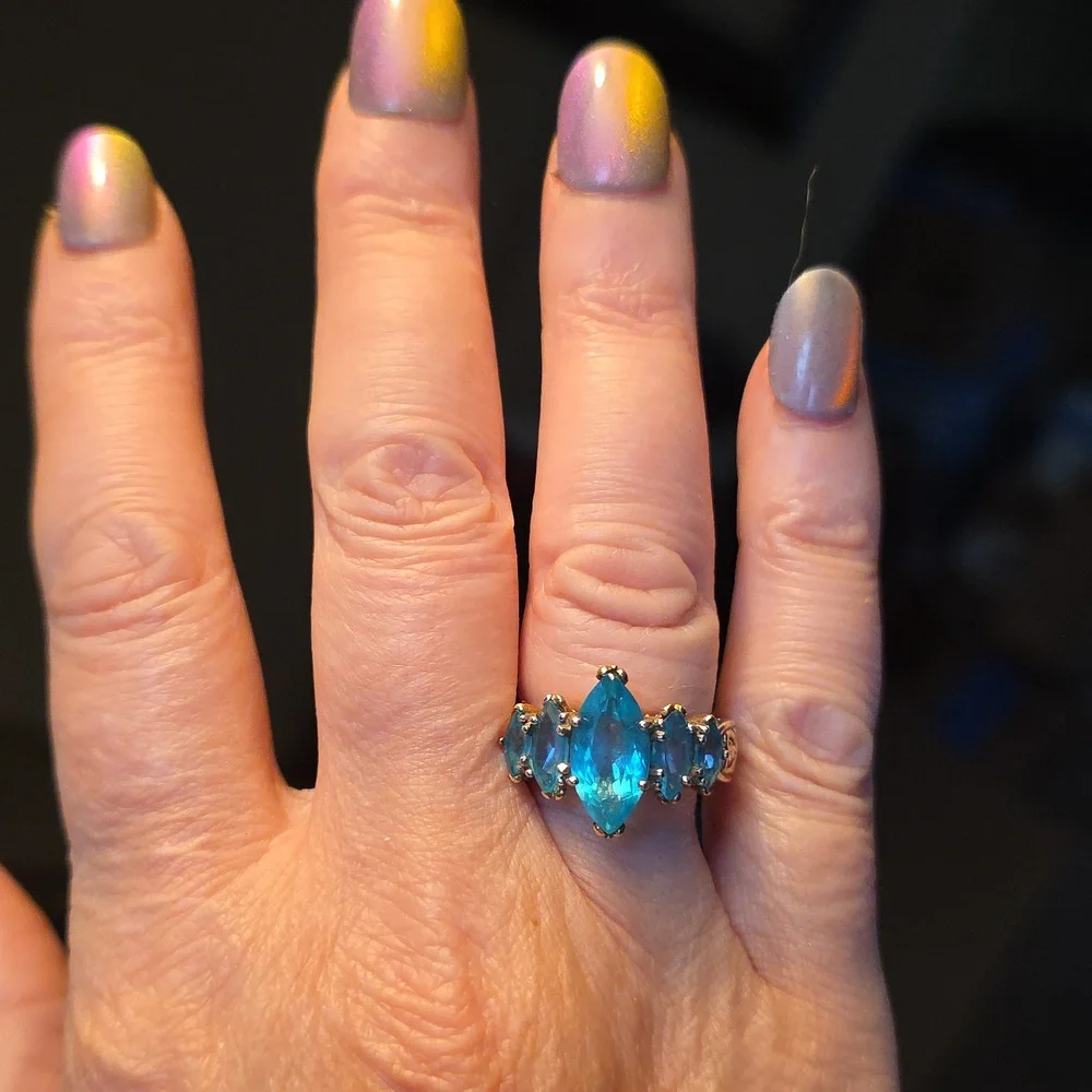 Michael Valitutti Paraiba Topaz Marquis Ring - Picture 9 of 13